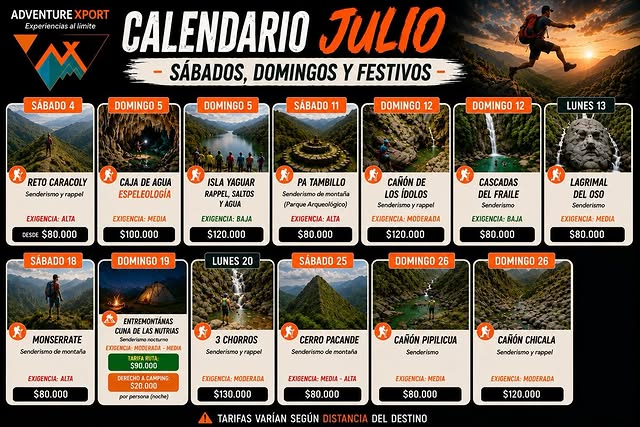 Agenda real de rutas Adventure Xport